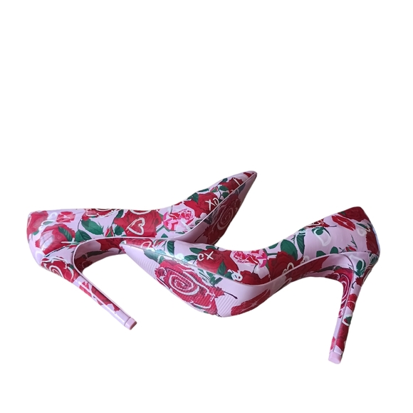 NWOT ALDO XOXO Lips & Roses Patent Stilettos Size 9 "HOT!" - Picture 6 of 16